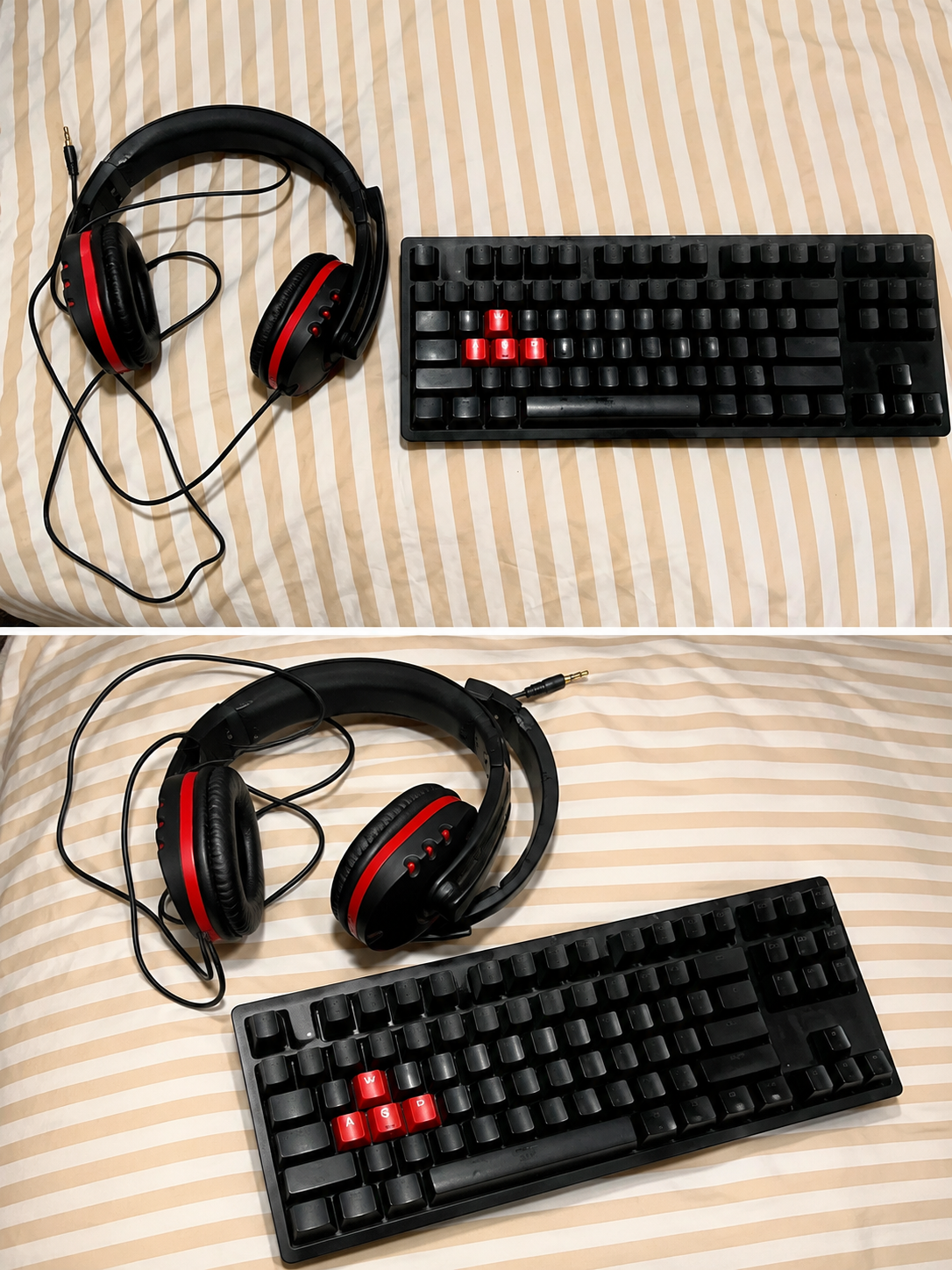 Gaming headset and mechanical keyboard bundle - black and red